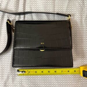JW PEI Black Croc-Texture Crossbody Bag